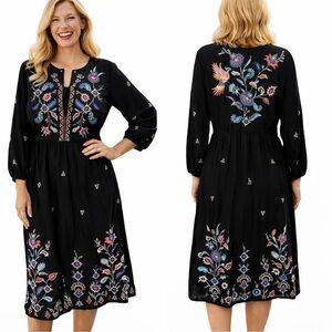 Johnny Was extremely heavily embroidered Phoenix Garden Dress NWT extremely RARE